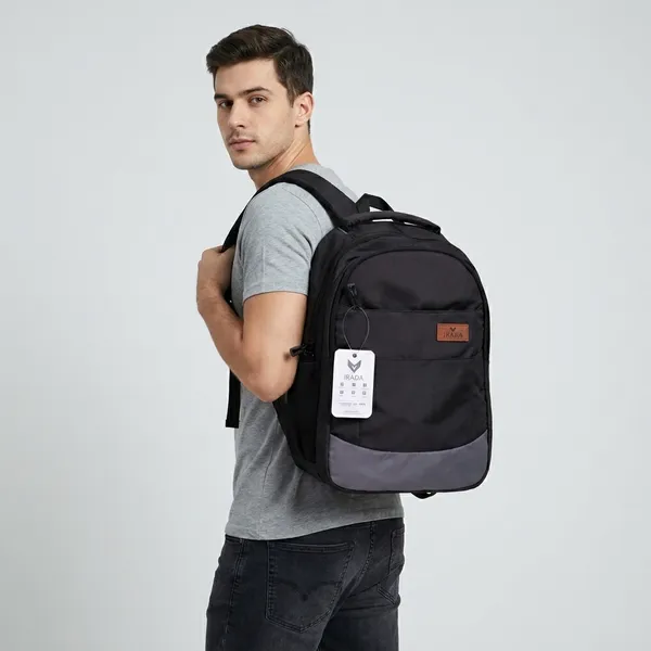 Black_&_Grey_Synthetic_Polyester_Backpack_For_Unisex