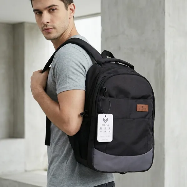 Black_&_Grey_Synthetic_Polyester_Backpack_For_Unisex