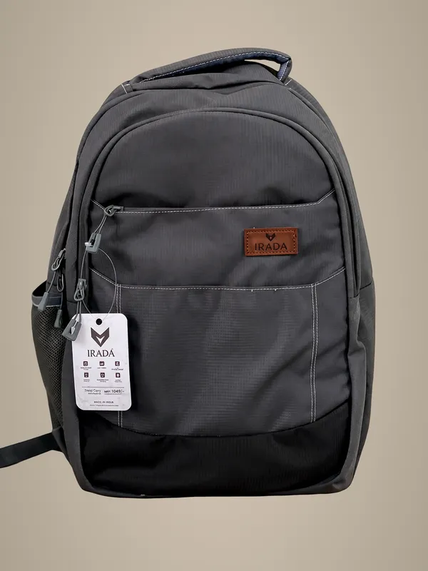 Grey_&_Black_Synthetic_Polyester_Backpack_For_Unisex