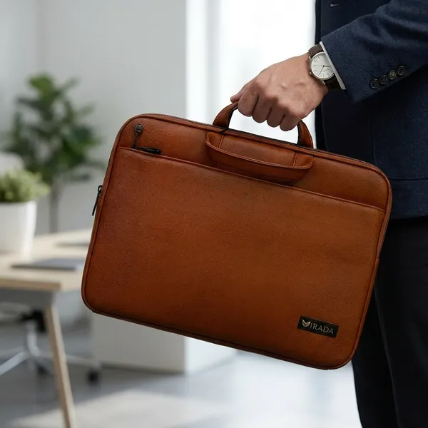 Tan_Synthetic_Leather_Laptop_Sleeve_For_Unisex