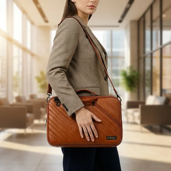 Tan_Synthetic_Leather_Laptop_Sleeve_For_Unisex
