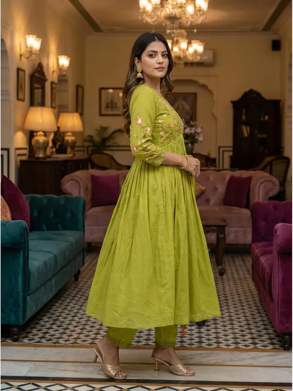 Women_S_Cotton_Embroidered_Anarkali_Kurti_With_Pant_And_Dupatta_Set