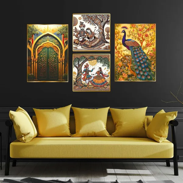 Fab_Craft_Studio_Set_Of_Four_Wall_Paintings_For_Wall_Dacoration_Golden_Framed_Wall_Paintings_For_Living_Room_Bedroom_Wall_Art_For_Home_Decoration_Office_Wall_Decor_13X10_Inch_Ch_Gd4_6