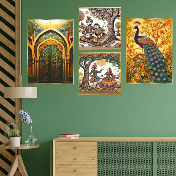 Fab_Craft_Studio_Set_Of_Four_Wall_Paintings_For_Wall_Dacoration_Golden_Framed_Wall_Paintings_For_Living_Room_Bedroom_Wall_Art_For_Home_Decoration_Office_Wall_Decor_13X10_Inch_Ch_Gd4_6
