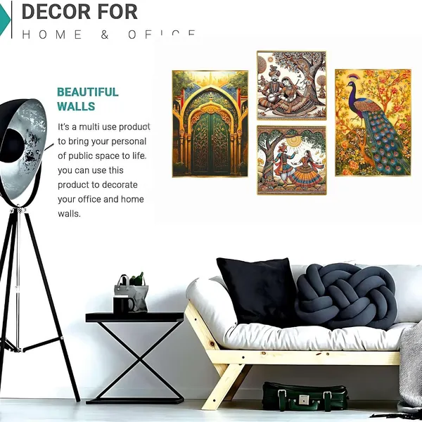 Fab_Craft_Studio_Set_Of_Four_Wall_Paintings_For_Wall_Dacoration_Golden_Framed_Wall_Paintings_For_Living_Room_Bedroom_Wall_Art_For_Home_Decoration_Office_Wall_Decor_13X10_Inch_Ch_Gd4_6