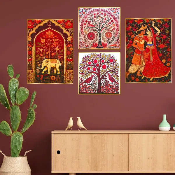 Fab_Craft_Studio_Set_Of_Four_Wall_Paintings_For_Wall_Dacoration_Golden_Framed_Wall_Paintings_For_Living_Room_Bedroom_Wall_Art_For_Home_Decoration_Office_Wall_Decor_13X10_Inch_Ch_Gd4_3