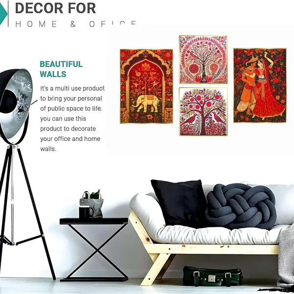 Fab_Craft_Studio_Set_Of_Four_Wall_Paintings_For_Wall_Dacoration_Golden_Framed_Wall_Paintings_For_Living_Room_Bedroom_Wall_Art_For_Home_Decoration_Office_Wall_Decor_13X10_Inch_Ch_Gd4_3