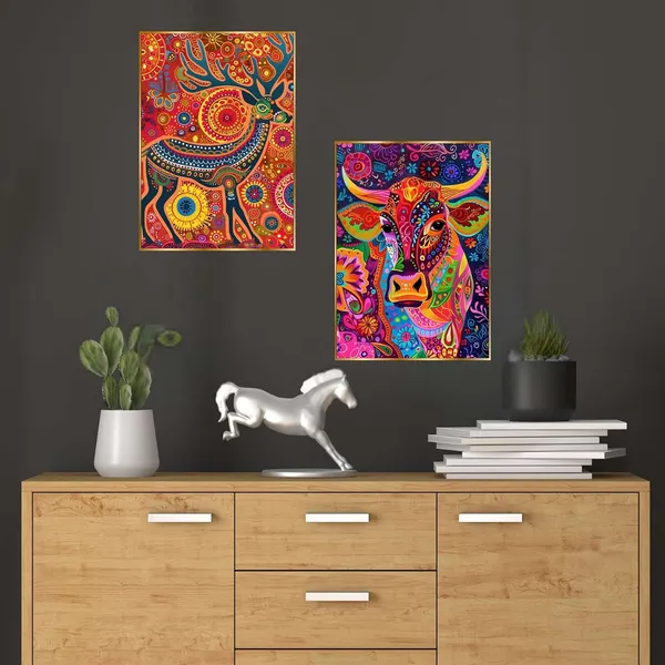 Fab_Craft_Studio_Set_Of_Two_Wall_Paintings_For_Wall_Dacoration_Golden_Framed_Wall_Paintings_For_Living_Room_Bedroom_Wall_Art_For_Home_Decoration_Office_Wall_Decor_14X11_Inch_Ch_Gd2_8