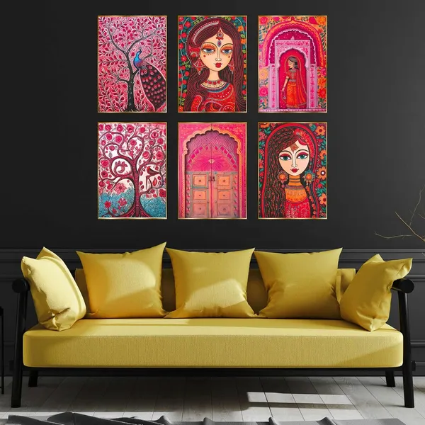 Fab_Craft_Studio_Set_Of_Six_Wall_Paintings_For_Wall_Dacoration_Golden_Framed_Wall_Paintings_For_Living_Room_Bedroom_Wall_Art_For_Home_Decoration_Office_Wall_Decor_13X10_Inch_Ch_Gd6_4
