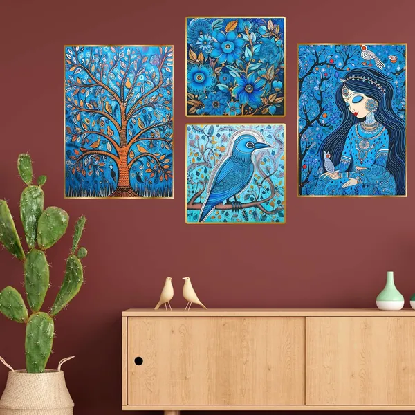 Fab_Craft_Studio_Set_Of_Four_Wall_Paintings_For_Wall_Dacoration_Golden_Framed_Wall_Paintings_For_Living_Room_Bedroom_Wall_Art_For_Home_Decoration_Office_Wall_Decor_13X10_Inch_Ch_Gd4_2