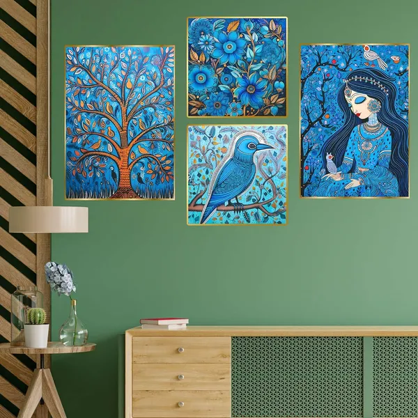 Fab_Craft_Studio_Set_Of_Four_Wall_Paintings_For_Wall_Dacoration_Golden_Framed_Wall_Paintings_For_Living_Room_Bedroom_Wall_Art_For_Home_Decoration_Office_Wall_Decor_13X10_Inch_Ch_Gd4_2