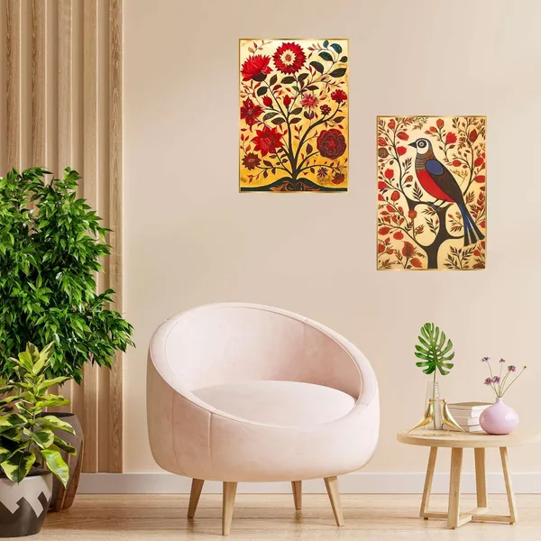 Fab_Craft_Studio_Set_Of_Two_Wall_Paintings_For_Wall_Dacoration_Golden_Framed_Wall_Paintings_For_Living_Room_Bedroom_Wall_Art_For_Home_Decoration_Office_Wall_Decor_14X11_Inch_Ch_Gd2_13
