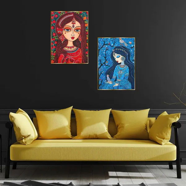 Fab_Craft_Studio_Set_Of_Two_Wall_Paintings_For_Wall_Dacoration_Golden_Framed_Wall_Paintings_For_Living_Room_Bedroom_Wall_Art_For_Home_Decoration_Office_Wall_Decor_14X11_Inch_Ch_Gd2_2