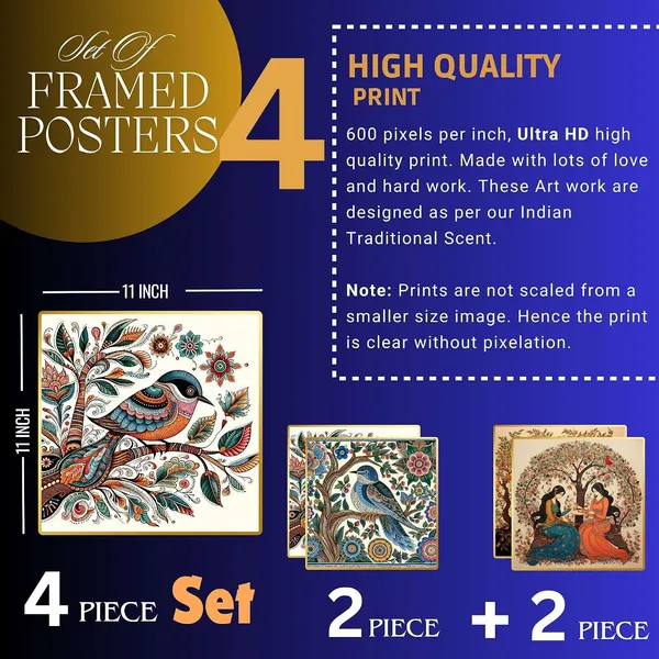Fab_Craft_Studio_Set_Of_Four_Wall_Paintings_For_Wall_Dacoration_Golden_Framed_Wall_Paintings_For_Living_Room_Bedroom_Wall_Art_For_Home_Decoration_Office_Wall_Decor_13X10_Inch_Ch_Gd4_8