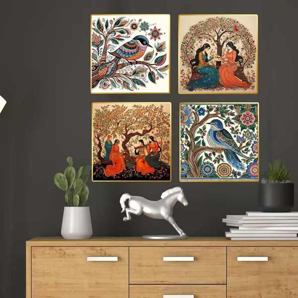 Fab_Craft_Studio_Set_Of_Four_Wall_Paintings_For_Wall_Dacoration_Golden_Framed_Wall_Paintings_For_Living_Room_Bedroom_Wall_Art_For_Home_Decoration_Office_Wall_Decor_13X10_Inch_Ch_Gd4_8