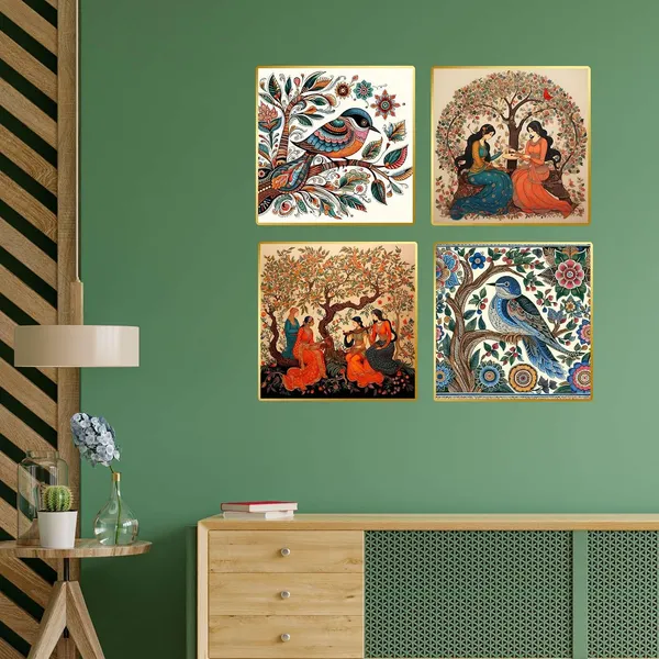 Fab_Craft_Studio_Set_Of_Four_Wall_Paintings_For_Wall_Dacoration_Golden_Framed_Wall_Paintings_For_Living_Room_Bedroom_Wall_Art_For_Home_Decoration_Office_Wall_Decor_13X10_Inch_Ch_Gd4_8