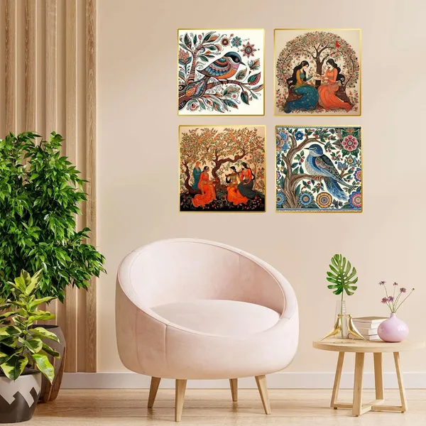 Fab_Craft_Studio_Set_Of_Four_Wall_Paintings_For_Wall_Dacoration_Golden_Framed_Wall_Paintings_For_Living_Room_Bedroom_Wall_Art_For_Home_Decoration_Office_Wall_Decor_13X10_Inch_Ch_Gd4_8