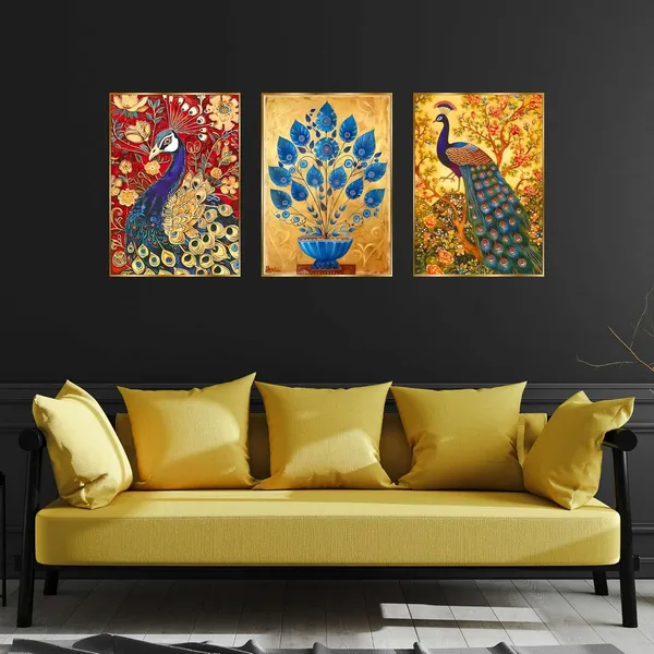 Fab_Craft_Studio_Set_Of_Three_Wall_Paintings_For_Wall_Dacoration_Golden_Framed_Wall_Paintings_For_Living_Room_Bedroom_Wall_Art_For_Home_Decoration_Office_Wall_Decor_24X18_Inch_Ch_Gd3_4