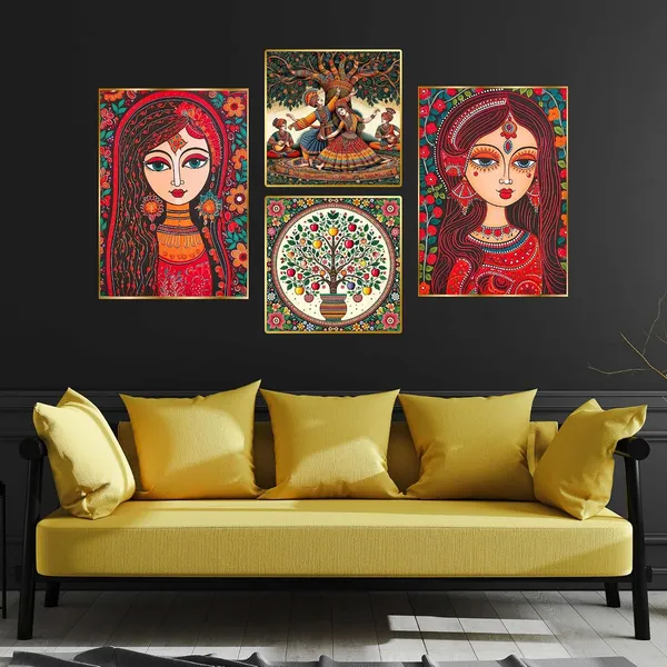 Fab_Craft_Studio_Set_Of_Four_Wall_Paintings_For_Wall_Dacoration_Golden_Framed_Wall_Paintings_For_Living_Room_Bedroom_Wall_Art_For_Home_Decoration_Office_Wall_Decor_13X10_Inch_Ch_Gd4_12