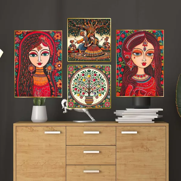 Fab_Craft_Studio_Set_Of_Four_Wall_Paintings_For_Wall_Dacoration_Golden_Framed_Wall_Paintings_For_Living_Room_Bedroom_Wall_Art_For_Home_Decoration_Office_Wall_Decor_13X10_Inch_Ch_Gd4_12