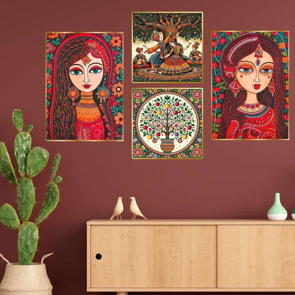 Fab_Craft_Studio_Set_Of_Four_Wall_Paintings_For_Wall_Dacoration_Golden_Framed_Wall_Paintings_For_Living_Room_Bedroom_Wall_Art_For_Home_Decoration_Office_Wall_Decor_13X10_Inch_Ch_Gd4_12