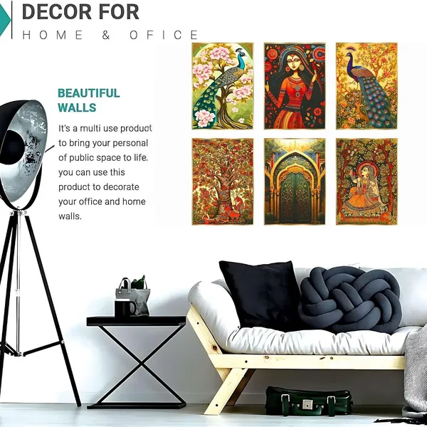 Fab_Craft_Studio_Set_Of_Six_Wall_Paintings_For_Wall_Dacoration_Golden_Framed_Wall_Paintings_For_Living_Room_Bedroom_Wall_Art_For_Home_Decoration_Office_Wall_Decor_17X13_Inch_Ch_Gd6_2