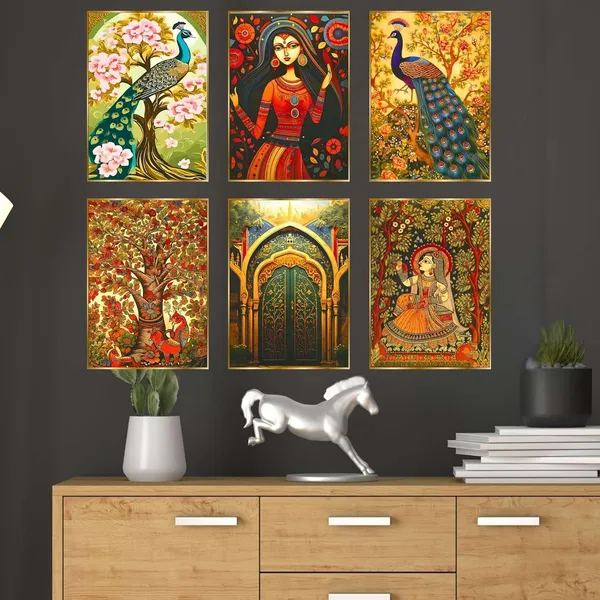 Fab_Craft_Studio_Set_Of_Six_Wall_Paintings_For_Wall_Dacoration_Golden_Framed_Wall_Paintings_For_Living_Room_Bedroom_Wall_Art_For_Home_Decoration_Office_Wall_Decor_17X13_Inch_Ch_Gd6_2