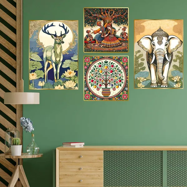 Fab_Craft_Studio_Set_Of_Four_Wall_Paintings_For_Wall_Dacoration_Golden_Framed_Wall_Paintings_For_Living_Room_Bedroom_Wall_Art_For_Home_Decoration_Office_Wall_Decor_13X10_Inch_Ch_Gd4_14