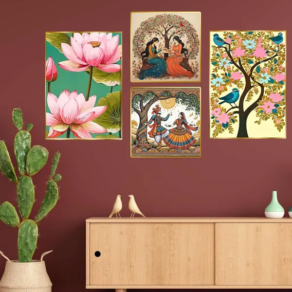 Fab_Craft_Studio_Set_Of_Four_Wall_Paintings_For_Wall_Dacoration_Golden_Framed_Wall_Paintings_For_Living_Room_Bedroom_Wall_Art_For_Home_Decoration_Office_Wall_Decor_13X10_Inch_Ch_Gd4_11