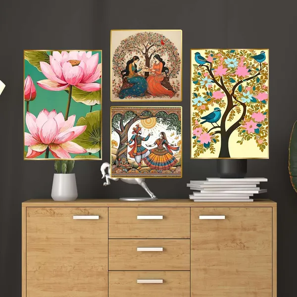 Fab_Craft_Studio_Set_Of_Four_Wall_Paintings_For_Wall_Dacoration_Golden_Framed_Wall_Paintings_For_Living_Room_Bedroom_Wall_Art_For_Home_Decoration_Office_Wall_Decor_13X10_Inch_Ch_Gd4_11