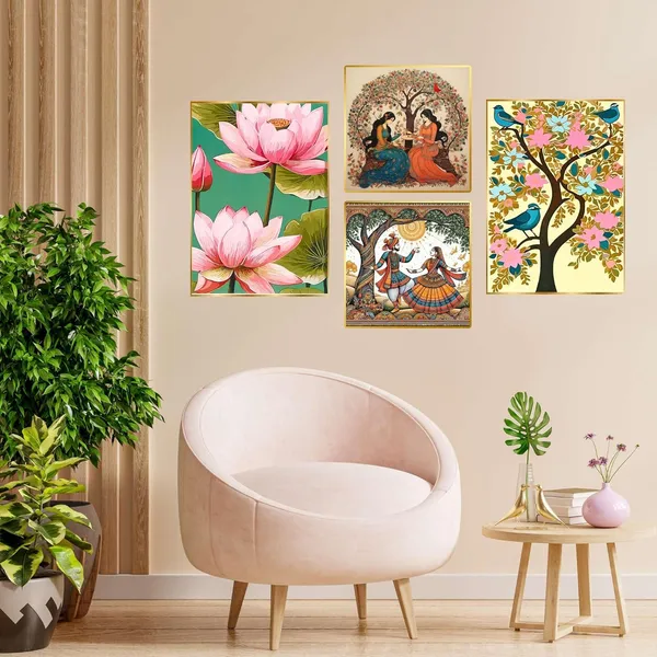 Fab_Craft_Studio_Set_Of_Four_Wall_Paintings_For_Wall_Dacoration_Golden_Framed_Wall_Paintings_For_Living_Room_Bedroom_Wall_Art_For_Home_Decoration_Office_Wall_Decor_13X10_Inch_Ch_Gd4_11