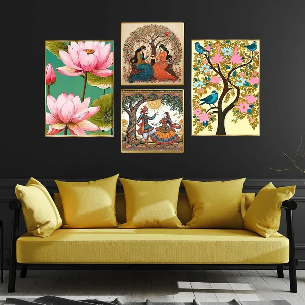 Fab_Craft_Studio_Set_Of_Four_Wall_Paintings_For_Wall_Dacoration_Golden_Framed_Wall_Paintings_For_Living_Room_Bedroom_Wall_Art_For_Home_Decoration_Office_Wall_Decor_13X10_Inch_Ch_Gd4_11