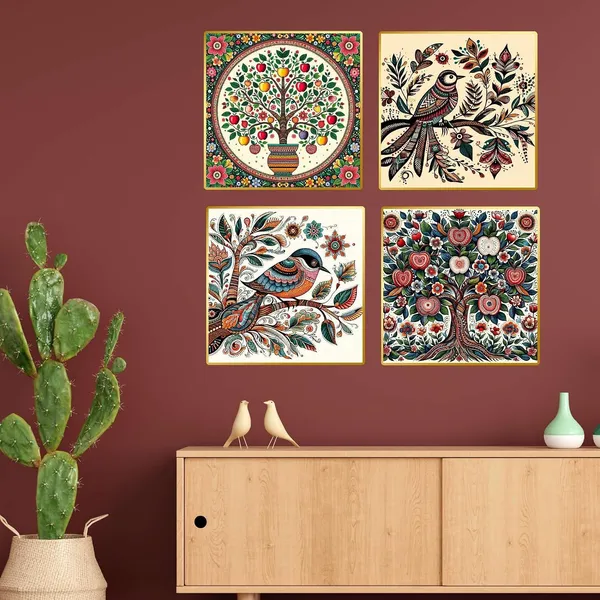 Fab_Craft_Studio_Set_Of_Four_Wall_Paintings_For_Wall_Dacoration_Golden_Framed_Wall_Paintings_For_Living_Room_Bedroom_Wall_Art_For_Home_Decoration_Office_Wall_Decor_13X10_Inch_Ch_Gd4_7
