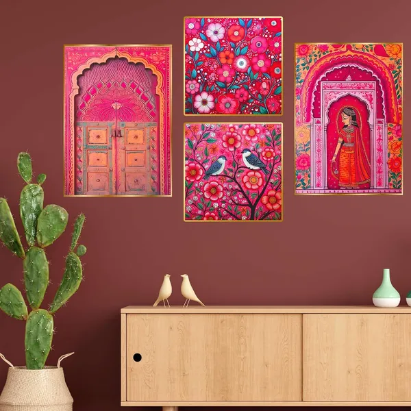 Fab_Craft_Studio_Set_Of_Four_Wall_Paintings_For_Wall_Dacoration_Golden_Framed_Wall_Paintings_For_Living_Room_Bedroom_Wall_Art_For_Home_Decoration_Office_Wall_Decor_13X10_Inch_Ch_Gd4_1