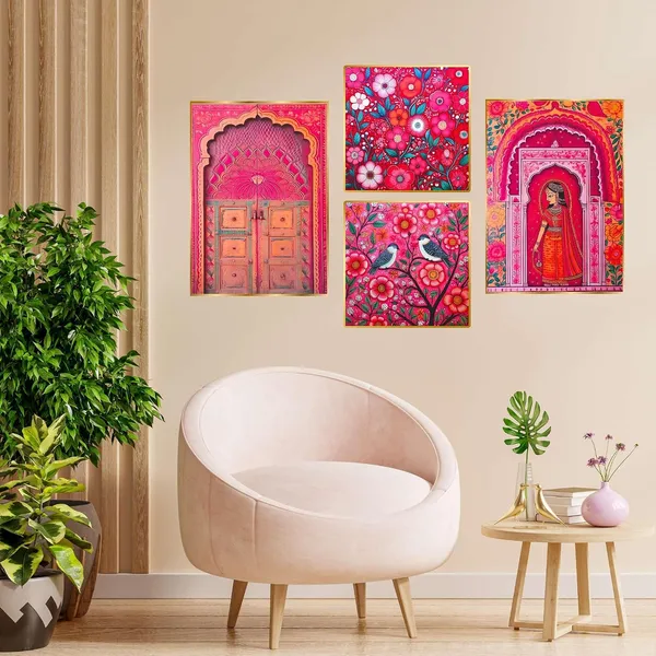 Fab_Craft_Studio_Set_Of_Four_Wall_Paintings_For_Wall_Dacoration_Golden_Framed_Wall_Paintings_For_Living_Room_Bedroom_Wall_Art_For_Home_Decoration_Office_Wall_Decor_13X10_Inch_Ch_Gd4_1