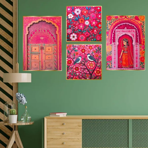 Fab_Craft_Studio_Set_Of_Four_Wall_Paintings_For_Wall_Dacoration_Golden_Framed_Wall_Paintings_For_Living_Room_Bedroom_Wall_Art_For_Home_Decoration_Office_Wall_Decor_13X10_Inch_Ch_Gd4_1