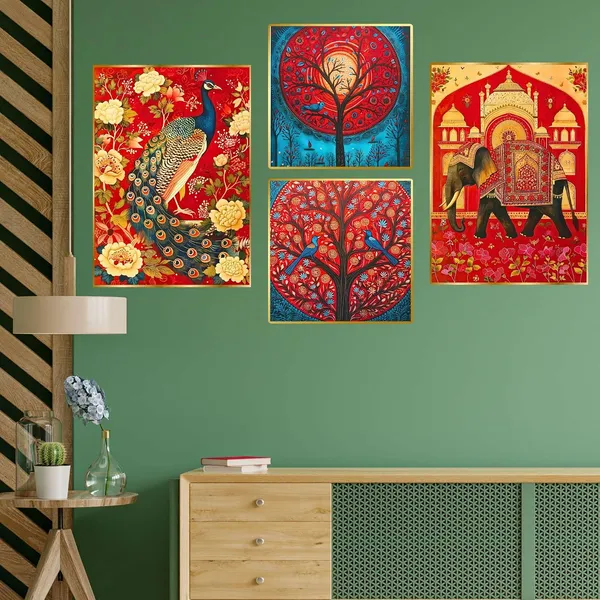 Fab_Craft_Studio_Set_Of_Four_Wall_Paintings_For_Wall_Dacoration_Golden_Framed_Wall_Paintings_For_Living_Room_Bedroom_Wall_Art_For_Home_Decoration_Office_Wall_Decor_13X10_Inch_Ch_Gd4_15