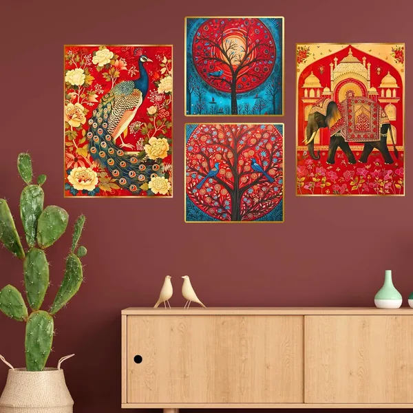 Fab_Craft_Studio_Set_Of_Four_Wall_Paintings_For_Wall_Dacoration_Golden_Framed_Wall_Paintings_For_Living_Room_Bedroom_Wall_Art_For_Home_Decoration_Office_Wall_Decor_13X10_Inch_Ch_Gd4_15