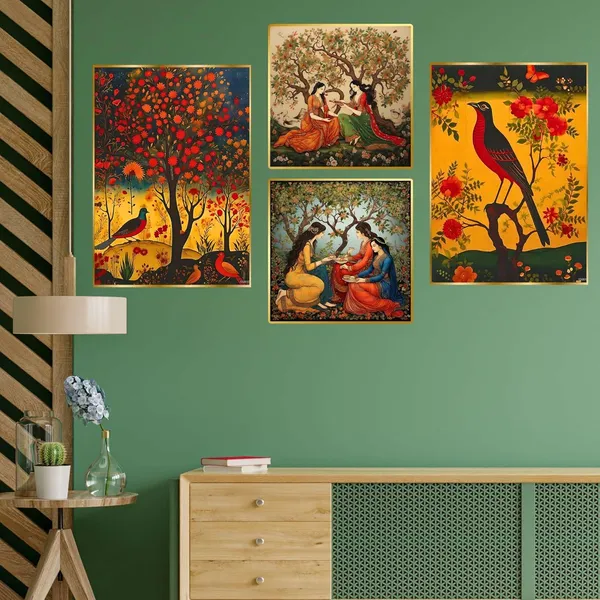 Fab_Craft_Studio_Set_Of_Four_Wall_Paintings_For_Wall_Dacoration_Golden_Framed_Wall_Paintings_For_Living_Room_Bedroom_Wall_Art_For_Home_Decoration_Office_Wall_Decor_13X10_Inch_Ch_Gd4_13