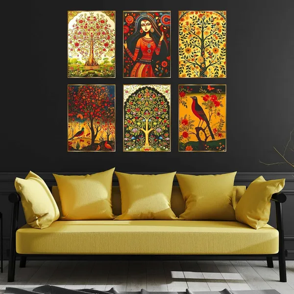 Fab_Craft_Studio_Set_Of_Six_Wall_Paintings_For_Wall_Dacoration_Golden_Framed_Wall_Paintings_For_Living_Room_Bedroom_Wall_Art_For_Home_Decoration_Office_Wall_Decor_13X10_Inch_Ch_Gd6_6