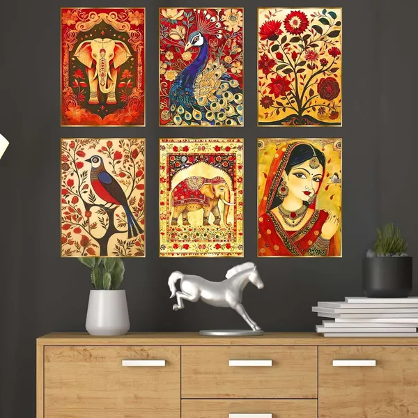 Fab_Craft_Studio_Set_Of_Six_Wall_Paintings_For_Wall_Dacoration_Golden_Framed_Wall_Paintings_For_Living_Room_Bedroom_Wall_Art_For_Home_Decoration_Office_Wall_Decor_17X13_Inch_Ch_Gd6_8