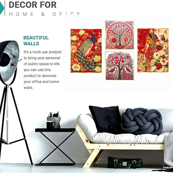 Fab_Craft_Studio_Set_Of_Four_Wall_Paintings_For_Wall_Dacoration_Golden_Framed_Wall_Paintings_For_Living_Room_Bedroom_Wall_Art_For_Home_Decoration_Office_Wall_Decor_13X10_Inch_Ch_Gd4_10