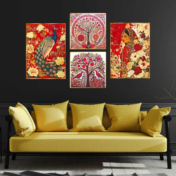 Fab_Craft_Studio_Set_Of_Four_Wall_Paintings_For_Wall_Dacoration_Golden_Framed_Wall_Paintings_For_Living_Room_Bedroom_Wall_Art_For_Home_Decoration_Office_Wall_Decor_13X10_Inch_Ch_Gd4_10