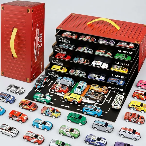 48_Piece_Pull_Back_Car_Set_|_48_Pcs_Pull_Back_Mini_Car_Toy_Set_With_Container_Storage_|_Alloy_Racing_Car_Toys_|_Bulk_Metal_Trucks_Toy_Vehicles_Set_|_Dynamic_Toy_Cars_For_Kids