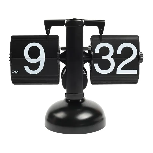 Metal_Flip_Desk_Clock_(Black),_Retro_Vintage_Design_Auto_Flip_Clock_Desk_Clock_Table_Clock_Large_Number_Battery_Powered_Internal_Gear_Operated_-_Analog_8.3_Inch