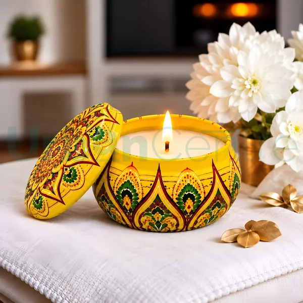 Urban_Centre_Yellow_Decorative_Mandala_Candle_with_Traditional_Artistic_Pattern_and_Matching_Lid,_Elegant_Festive_Candle_for_Diwali_Decoration,_Home_Décor,_Pooja_Room,_Festival_Celebrations,_Party_Decoration_and_Gifting,_Pack_of_1,_Soy_wax_Candle