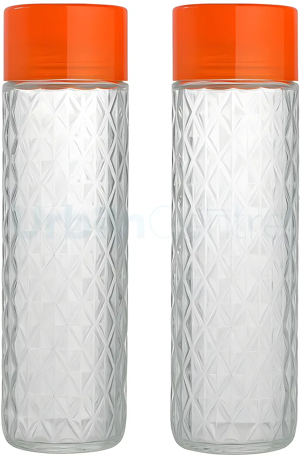 Urban_Centre_Diamond_Cut_1000_ml_Glass_Water_Bottle_with_Airtight_Orange_Lid_|_Pack_of_1_1000_ml_Glass_Bottle