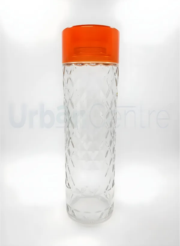 Urban_Centre_Diamond_Cut_1000_ml_Glass_Water_Bottle_with_Airtight_Orange_Lid_|_Pack_of_1_1000_ml_Glass_Bottle
