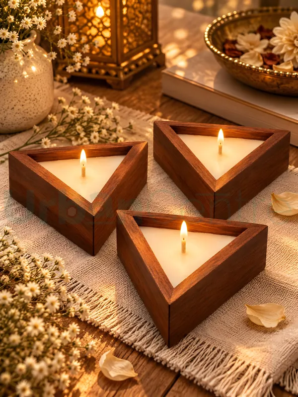 Urban_Centre_Wooden_Triangle_Candle_Set_for_Home_Décor,_Diwali_Decoration,_Set_Of_3,_Soy_Wax_Candle
