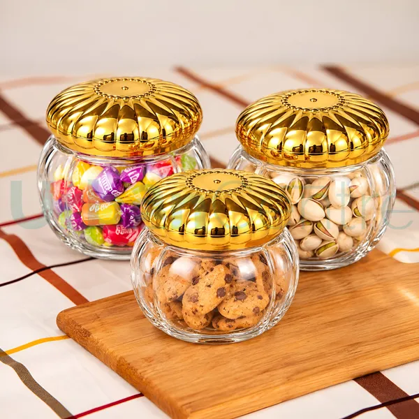 Urban_Centre_Premium_Glass_Storage_Jar_with_Embossed_Golden_Lid,_350_ml,_Transparent,_Pack_of_3